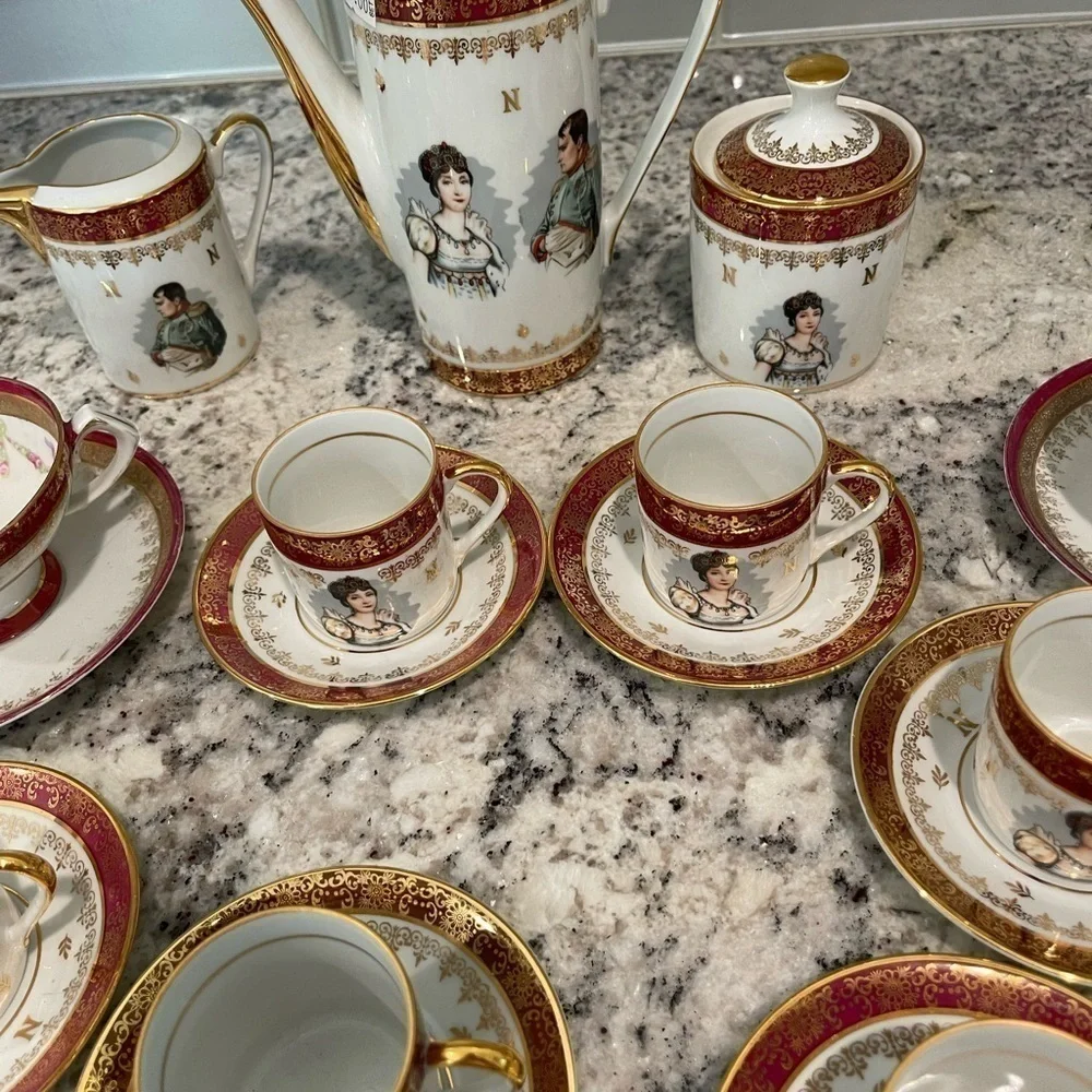 Emperor Napoleon Bonaparte  Expresso set Porcelaine De Luxe FD Made in France